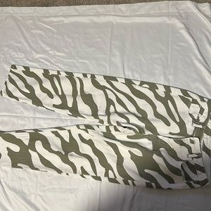 Shein Green Zebra Print Jeans